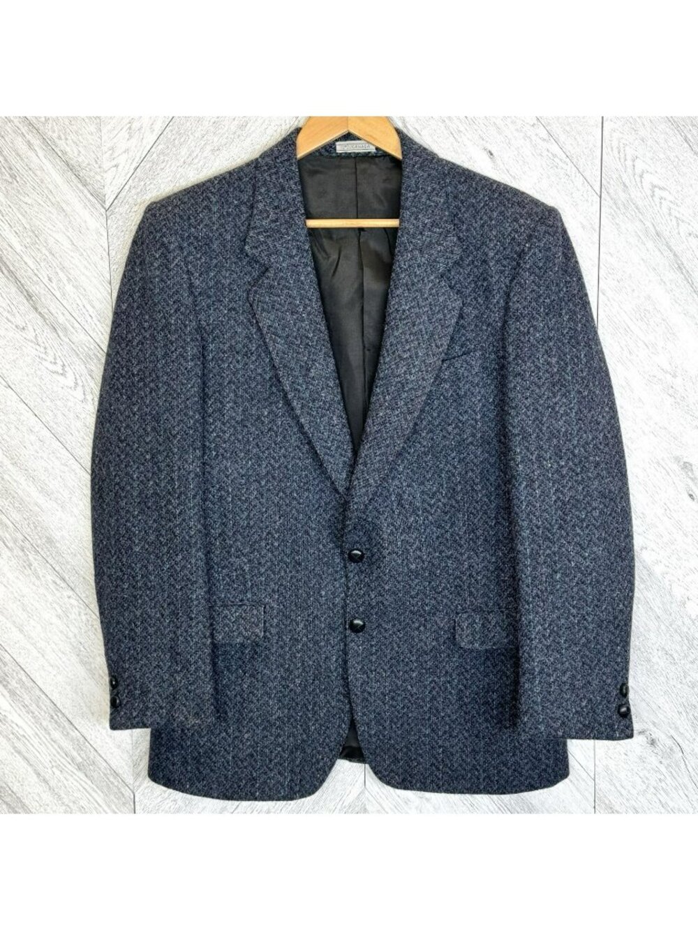 Vintage Harris Tweed Blazer Sport Coat Jacket Mens Size 42R Blue Fleck 100% Wool